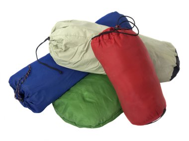 Colorful bags with camping equipment clipart