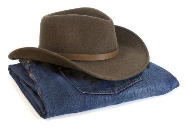 Cowboy hat and blue jeans clipart