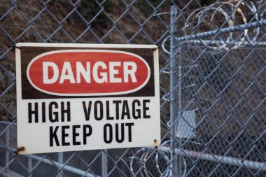 Danger, high voltage, keep out sign clipart