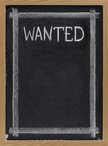 Wanted - blank blackboard sign — Stock Photo, Image
