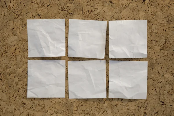 Six blank white reminder notes — Stock Photo, Image