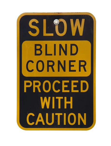 Blinde hoek waarschuwingsbord — Stockfoto