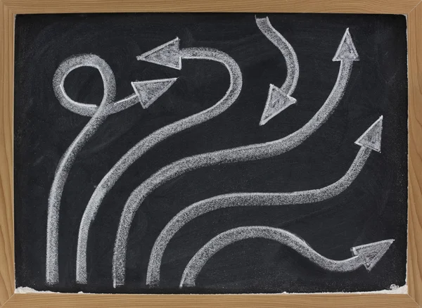 Line and arrow abstract on blackboard — Stock Photo, Image
