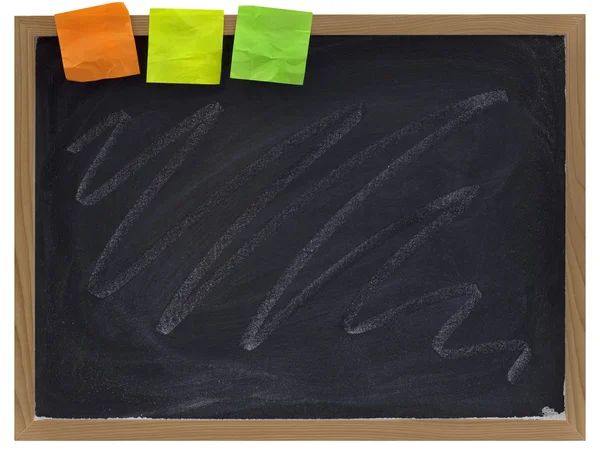 Blank blackboard with sticky notes — Stock Photo, Image