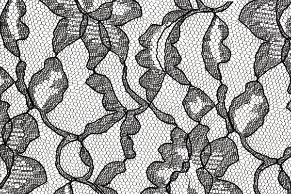 Tela de encaje negro con patrón de flores — Foto de Stock