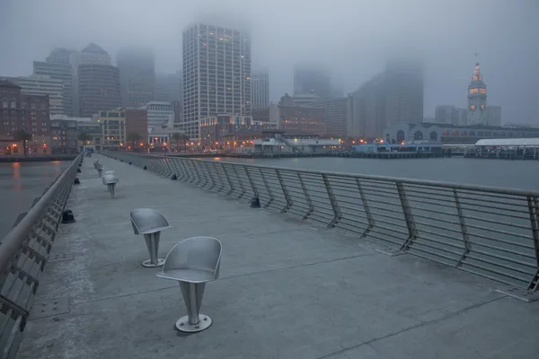 stock image San Francisco skyline on a foggy morning