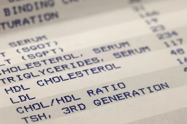 Bloed en cholesterol screening resultaten — Stockfoto