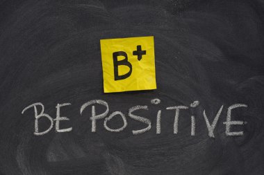 Be positive concept on blackboard