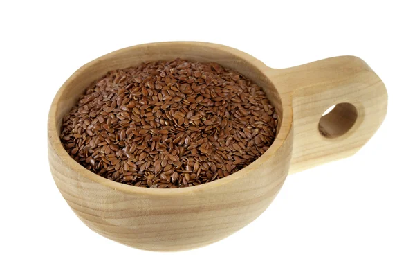 Colher de sementes de linho marrom — Fotografia de Stock
