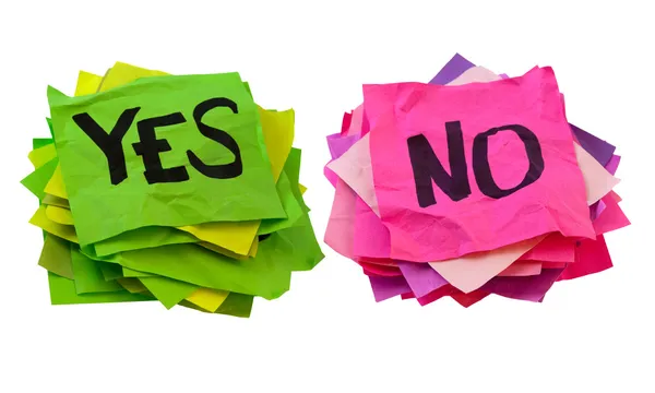 "Да" и "Нет" - голосование или концепция опроса — стоковое фото
