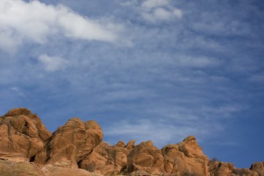 Red sandstone rocks and blue sky