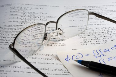 Book, math, glasses, hadwritten notes clipart