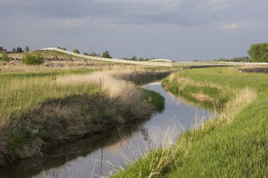 Irrigation ditch, green meadows clipart