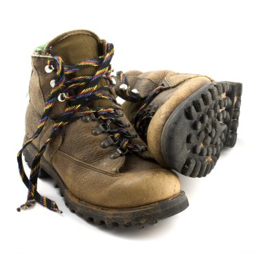 Old heavy hiking boots clipart