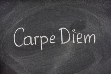 Carpe Diem phrase on blackboard clipart