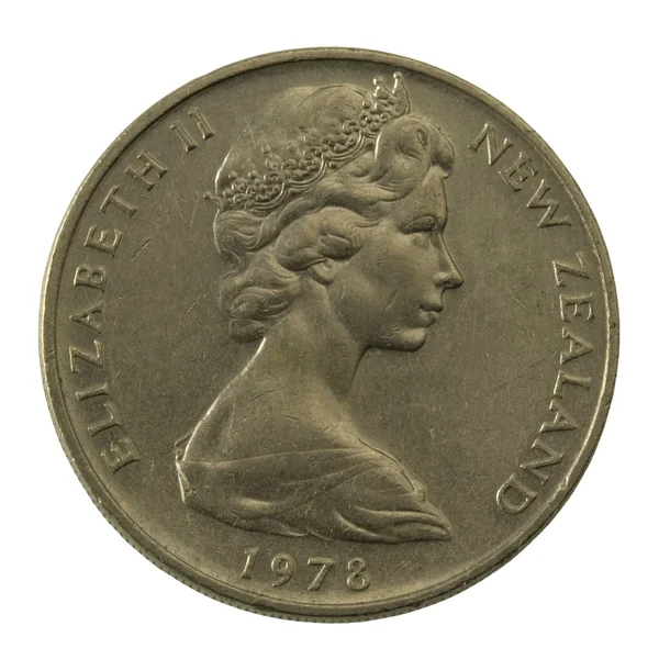 Королева Єлизавета Ii на монети — стокове фото