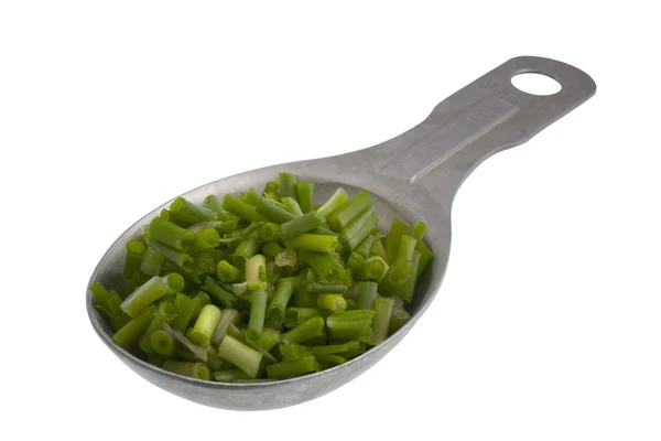 Tablespoon of fresh chopped chives — Stock Photo, Image