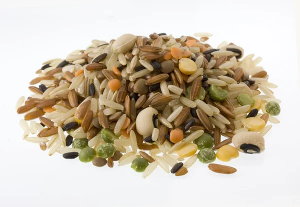 抓饭组合与水稻、 豌豆、 扁豆 — 图库照片
