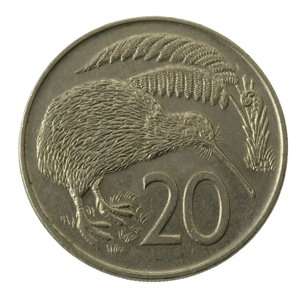 Птах Kivi на монеті Неа Зеландії — стокове фото