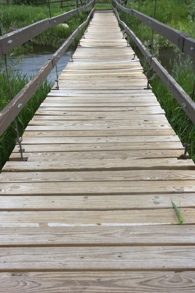 Hängebrücke über einen Fluss — Stockfoto