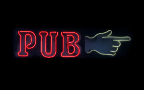 Pub - parlak neon tabela — Stok fotoğraf