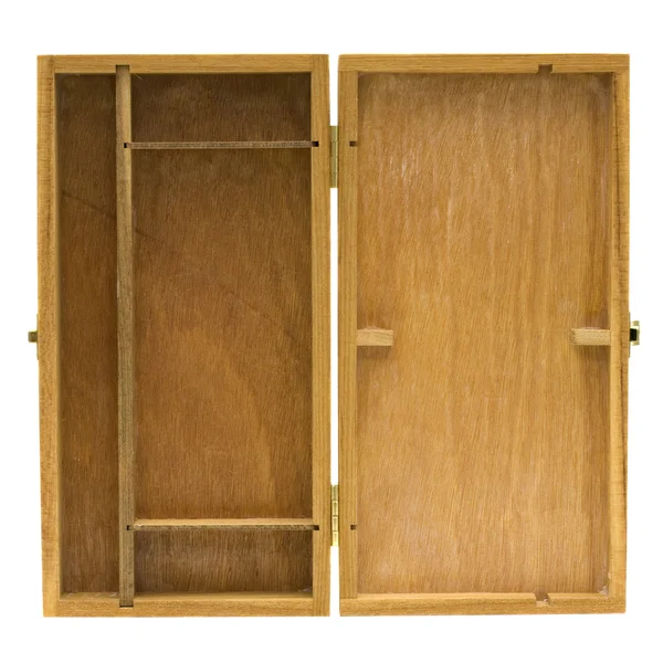 Caixa de madeira aberta com divisores — Fotografia de Stock
