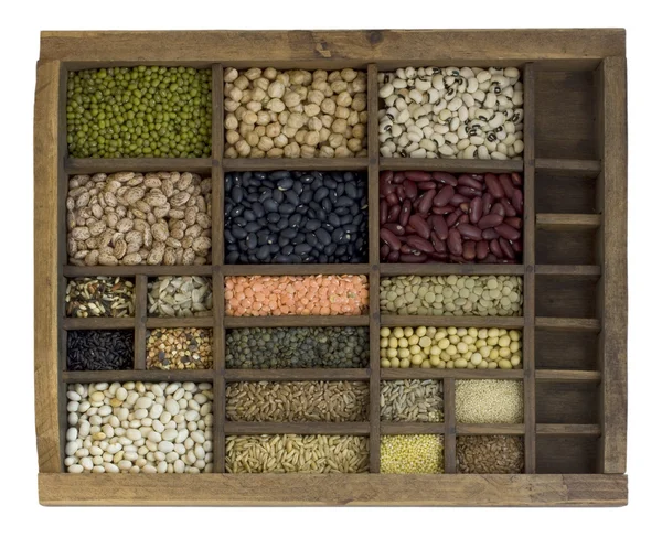 穀物、豆 typesetter ケース — ストック写真