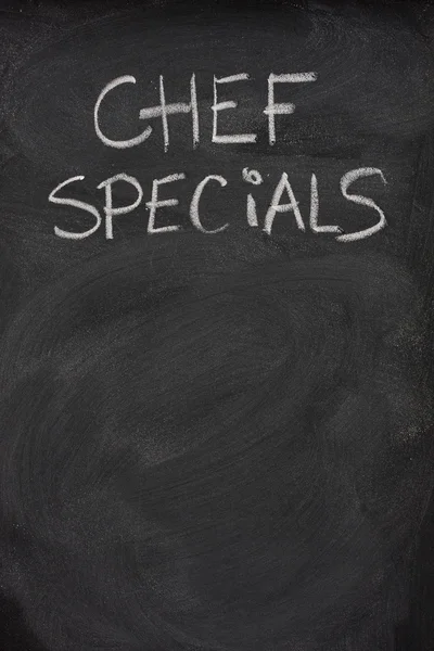 Chef especiais título no quadro-negro — Fotografia de Stock