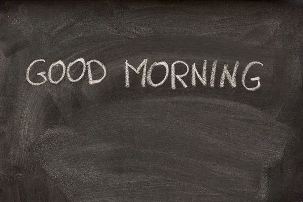 God morgon på en skola svart tavla — Stockfoto