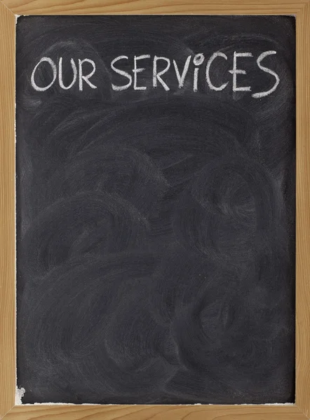 Unsere Dienstleistungen Tafel Zeichen — Stockfoto