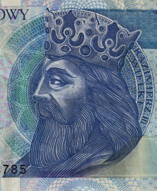 Polish medieval king on banknote clipart