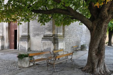 Old church benches clipart