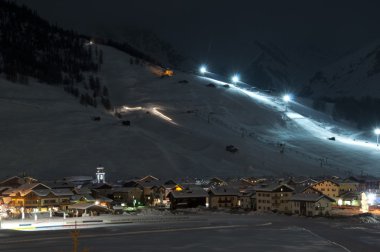 Ski village night scenario clipart