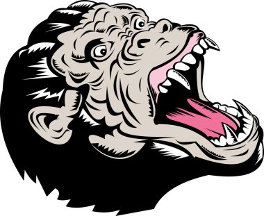 Angry ape or chimpanzee clipart