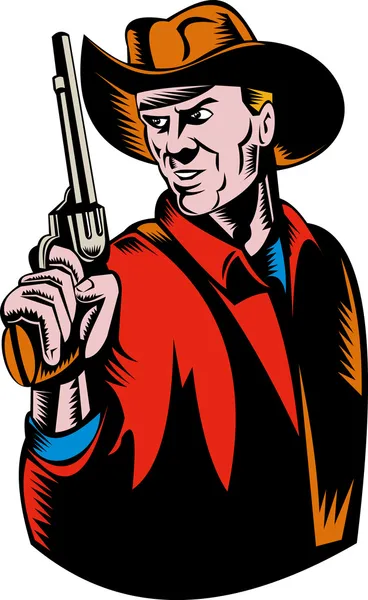Cowboy met een pistool op zoek naar kant — Stockfoto