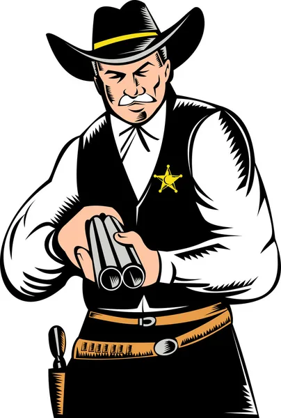 Šerif kovboj s brokovnicí — Stock fotografie