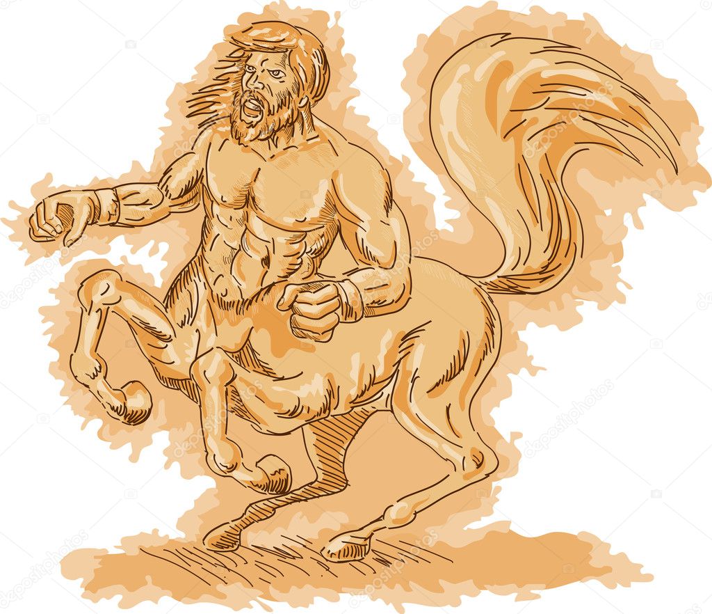 Centaur angry and rearing up