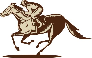 Horse and jockey racing clipart