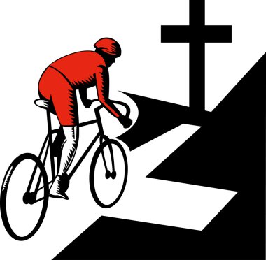 Cyclist racing on bicycle cross road clipart