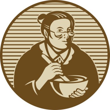 Granny cooking ixing bowl clipart