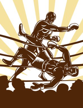 Boxer knockout boxing ring clipart
