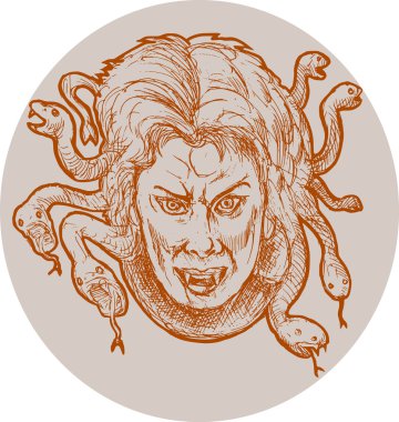 Medusa greek Mythology snakes as hair clipart