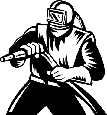 Sandblaster at work clipart