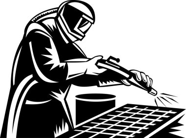 Sandblaster at work clipart