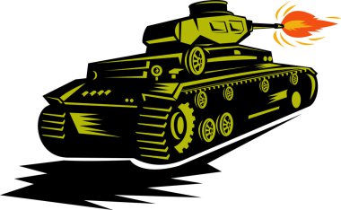 World war two battle tank firing cannon clipart