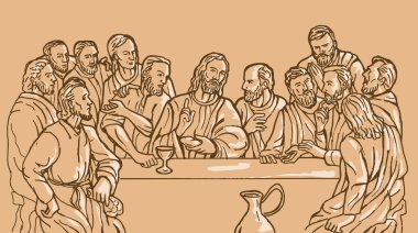 Last supper Jesus Christ disciples clipart