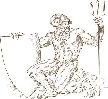 Roman God Neptune poseidon trident clipart