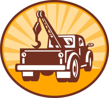 Rear view of a tow or wrecker truck clipart