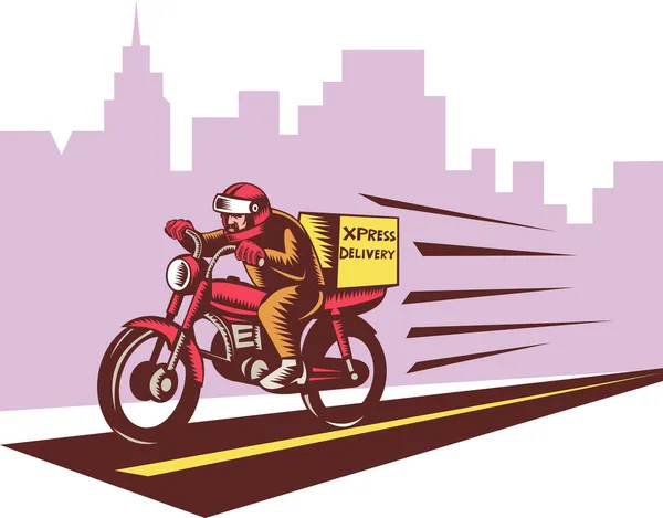 Courier leverans person ridie motorcykel — Stockfoto