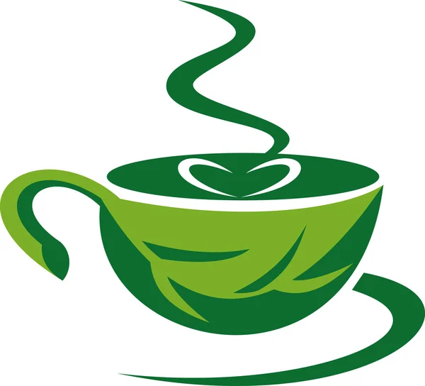 Green leaf cup of coffee — Stock Photo, Image